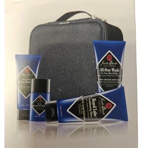 Jack Black Grab & Go Traveler Grooming Set All-Over Wash Beard Lube Dopp Kit NEW